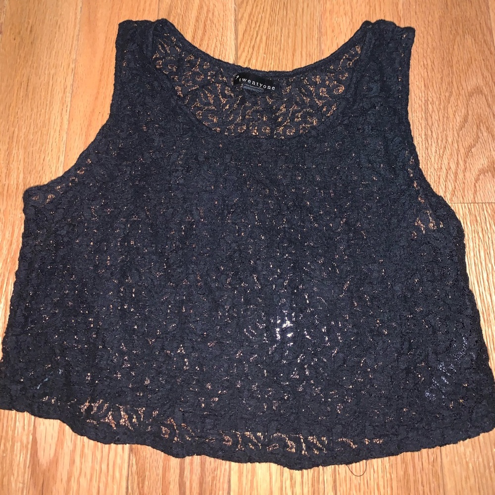 black lace crop top
